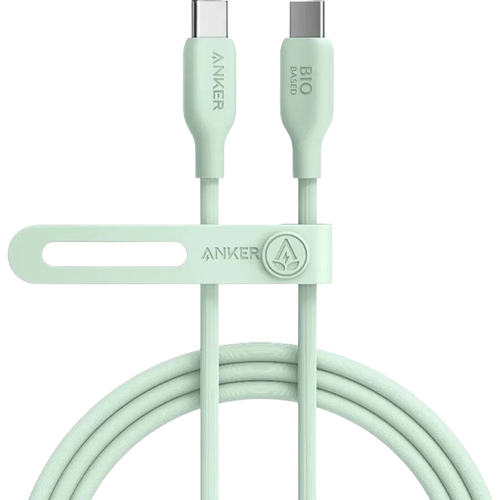 کابل انکر ۵۴۴ USB-C به USB-C بایو بیسد ۱۴۰ وات طول ۰٫۹ متر سبز نعنایی
